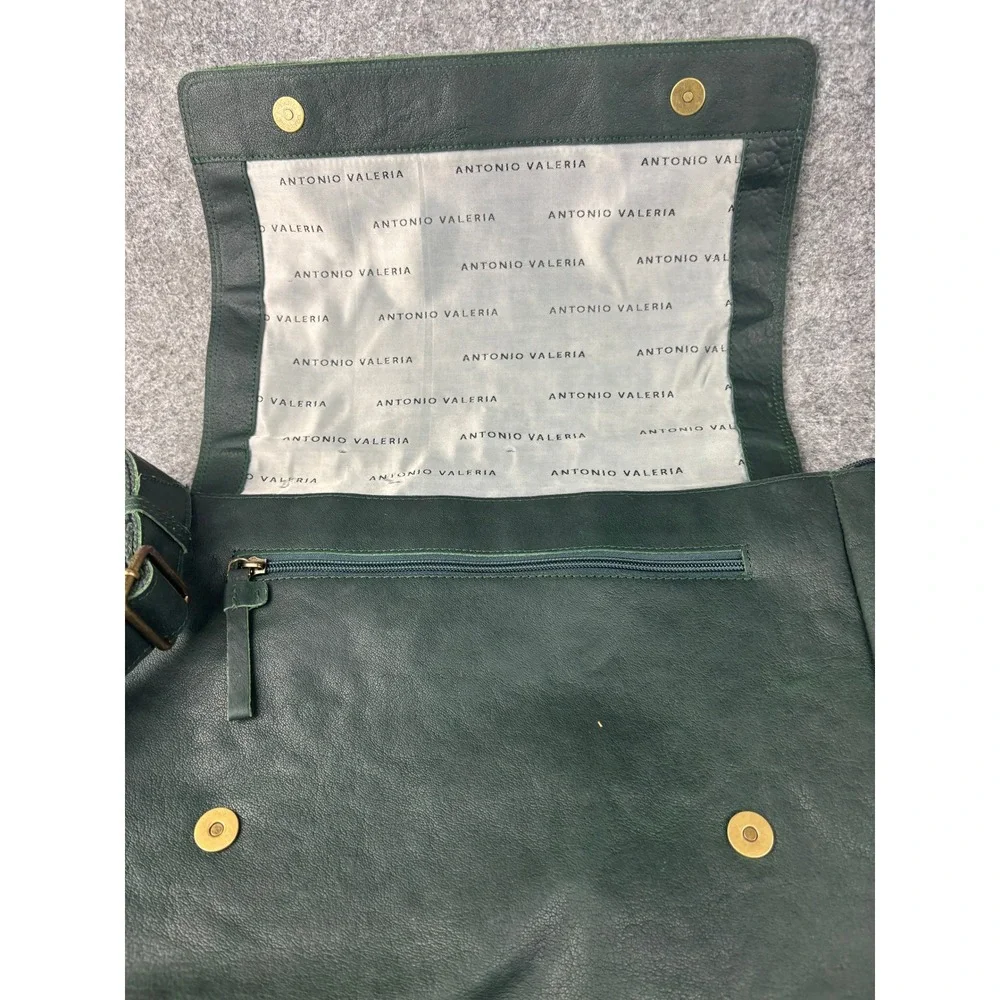 Antonio Valeria Messenger Bag Mens Large Green Leather Crossbody Satchel